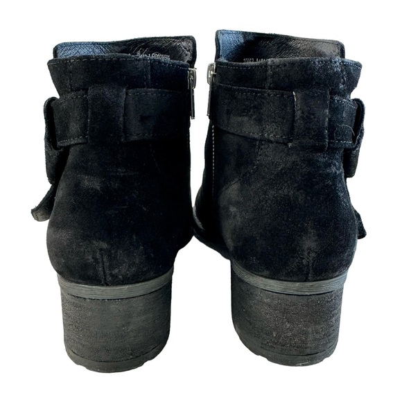Born Morocco Black Distressed Suede Block Heel Ankle Booties Size 10 - Picture 7 of 16
